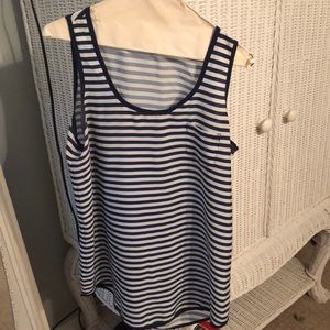 Navy striped pocket tank